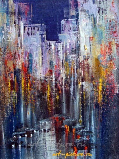 Вечерний мегаполис масло,холст