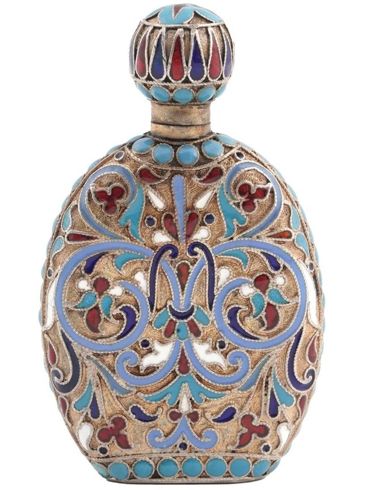 Русское серебро , Императорская русская серебряная эмалированная флакончик для духов