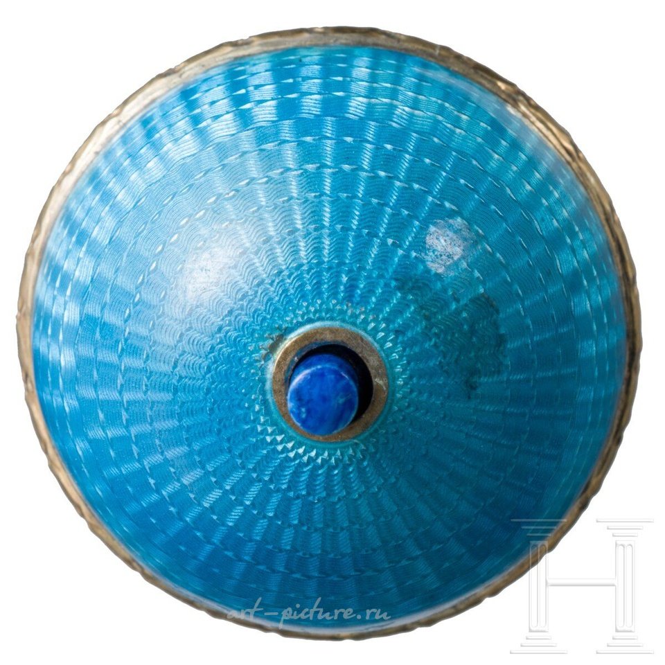 Russian silver , A gilded and enamelled bell button, in the manner of Fabergé...