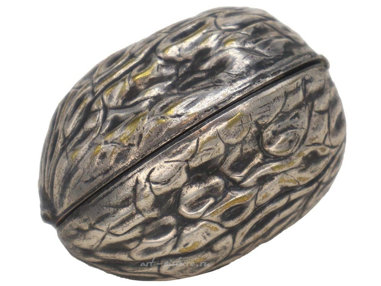 Русское серебро , Винтажный русский серебряный позолоченный скульптурный ящик или футляр