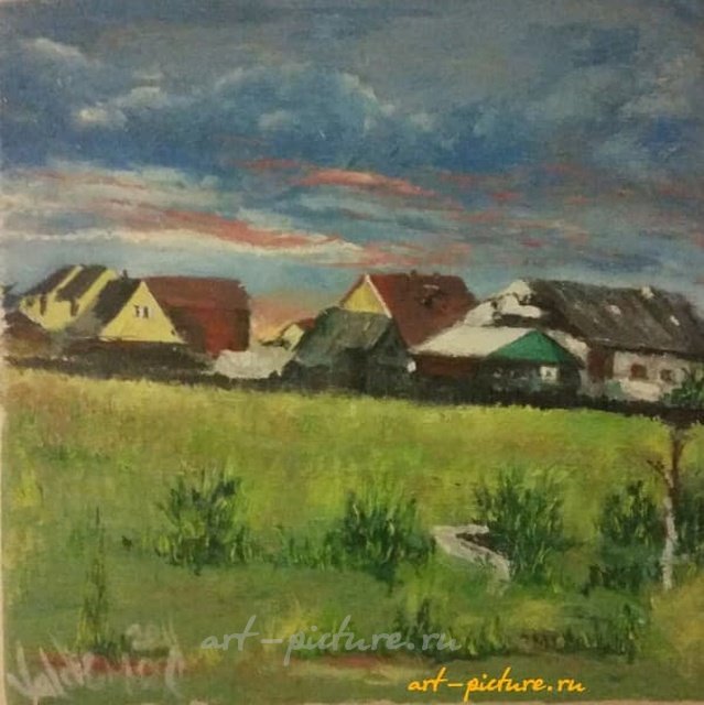 别墅 油画 布面