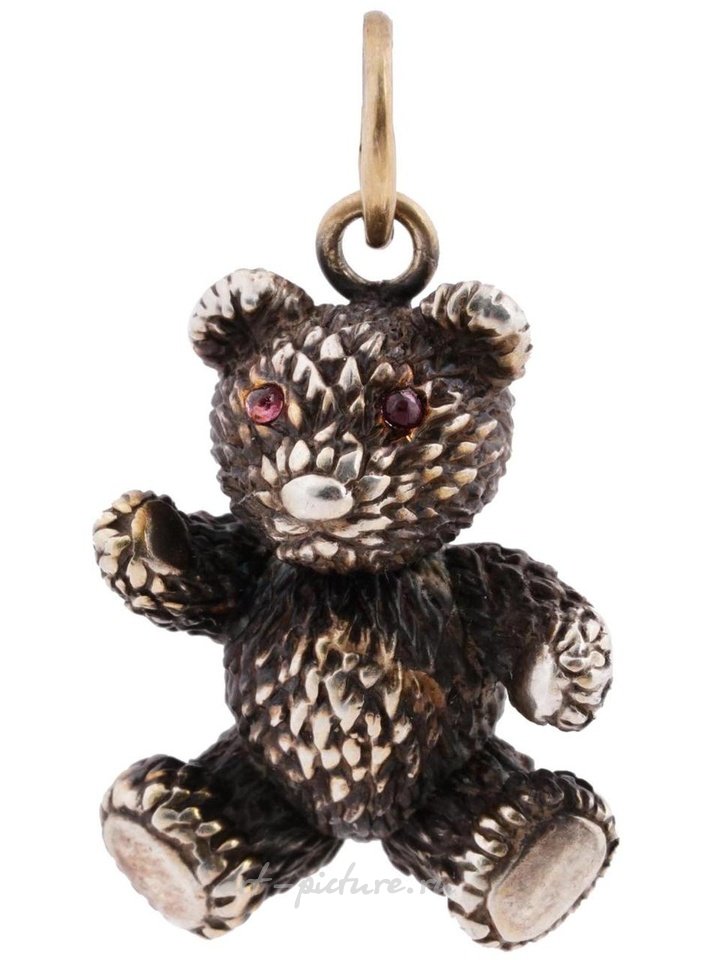 Russian silver , RUSSIAN 88 SILVER GILT AND RUBY TEDDY BEAR PENDANT