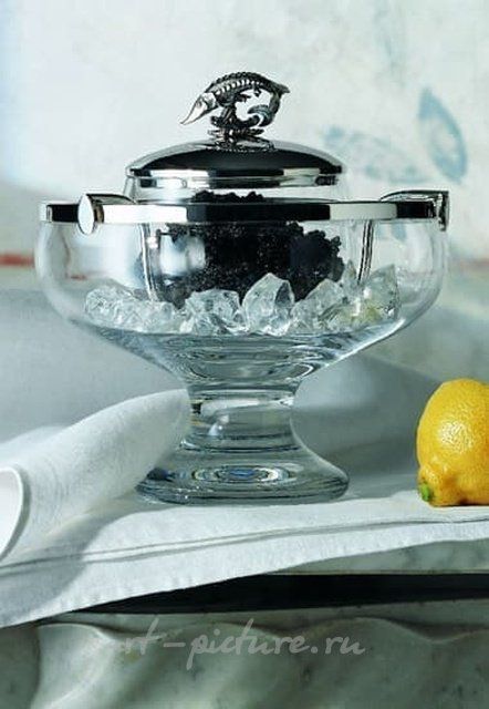 Икорница с серебряной крышкой и оправой TAFELGERÄTE SILBER