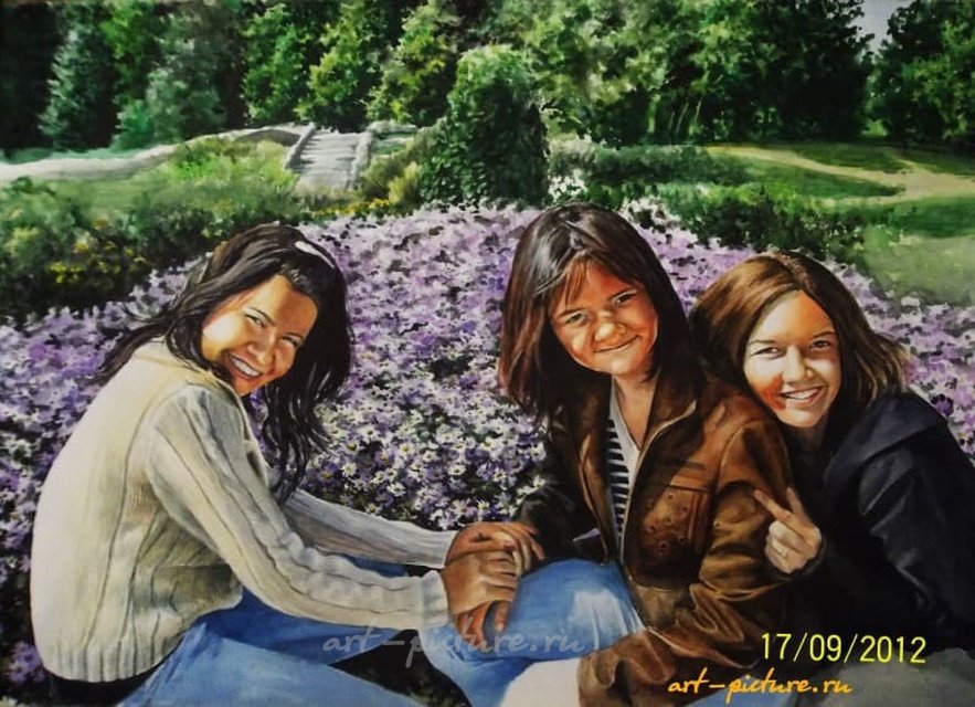 Подруги Акварель, бумага 