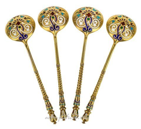 Русское серебро, Набор из 4 русских серебряных ложечек