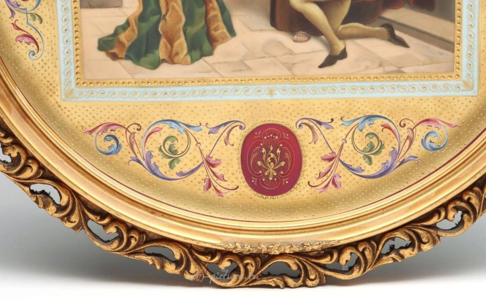 Royal Vienna , Фарфоровая плакетка "Ромео и Джульетта" с золочением и алмазами