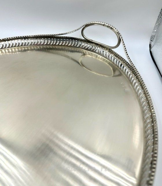 Серебряный ​поднос в русском стиле 18 век с боковыми ручками 1798 год Калуга