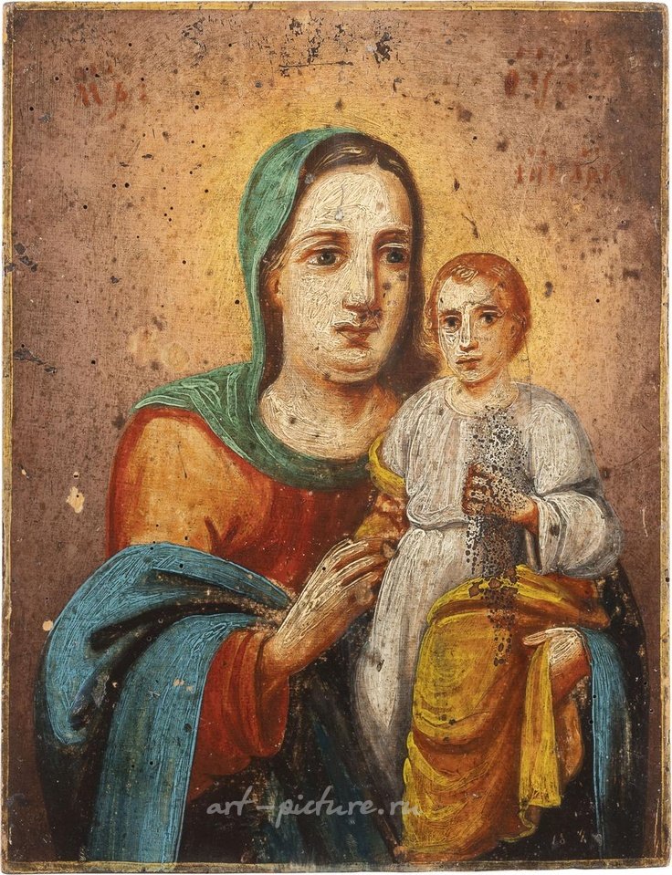 Русское серебро , СЕМЬ ИКОН, ПОКАЗЫВАЮЩИХ ИЗОБРАЖЕНИЯ БОГОРОДИЦЫ И ХРИСТА ПАНТОКРАТОРА