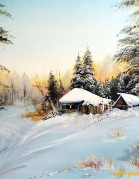 купить Зимнее утро масло,холст