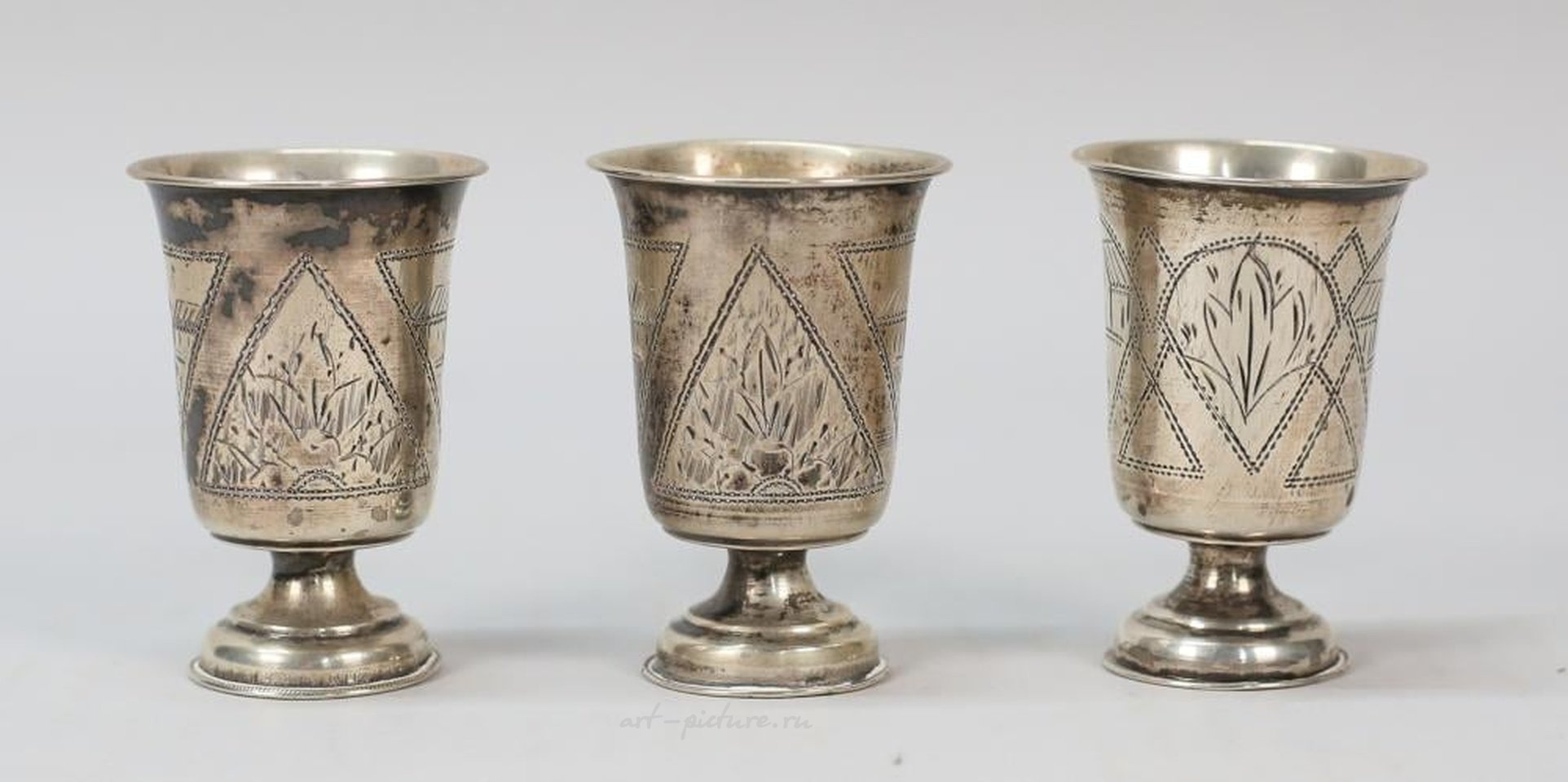 Русское серебро , 9 серебряных чашек для киддуша