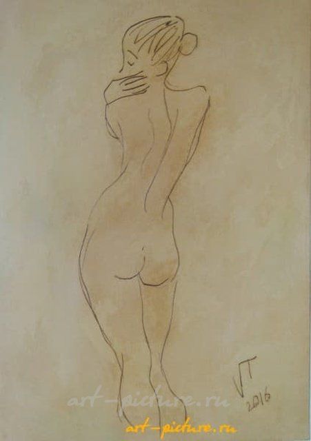 Набросок со спины масло,картон