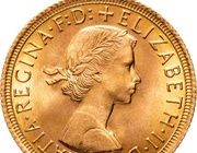 Великобритания 1 соверен (sovereign) 1966 с портретом королевы Елизаветы - святой Георгий с драконом