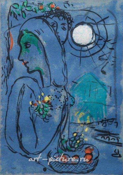 Литография (?) цветная на тканевой бумаге