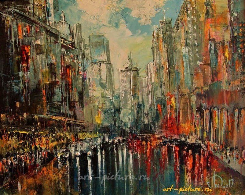 Будни мегаполиса масло,холст