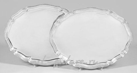 Два классических немецких серебряных сервировочных подноса