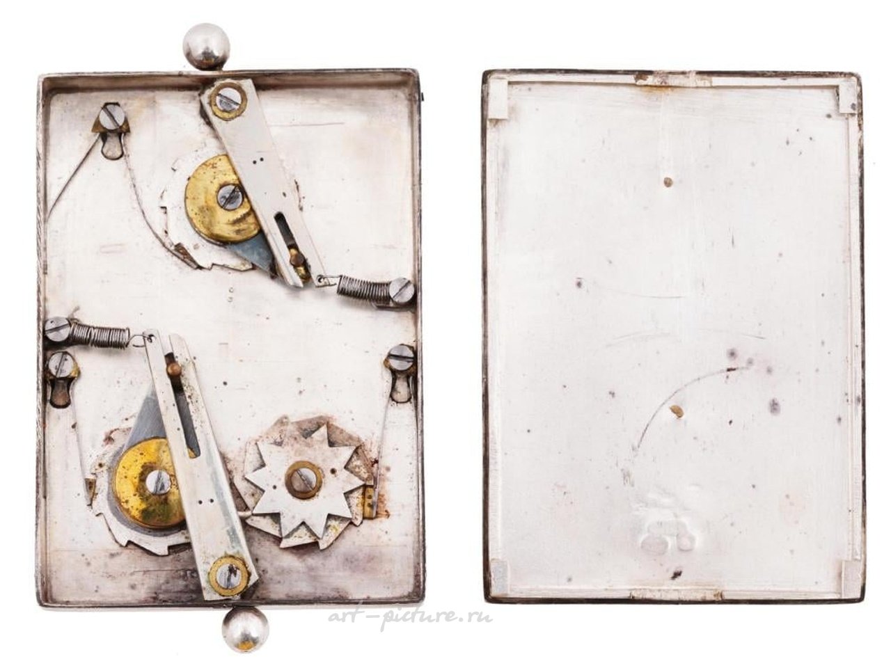 Russian silver , ANTIQUE RUSSIAN SILVER TEA CADDY WITH ENGRAVINGS