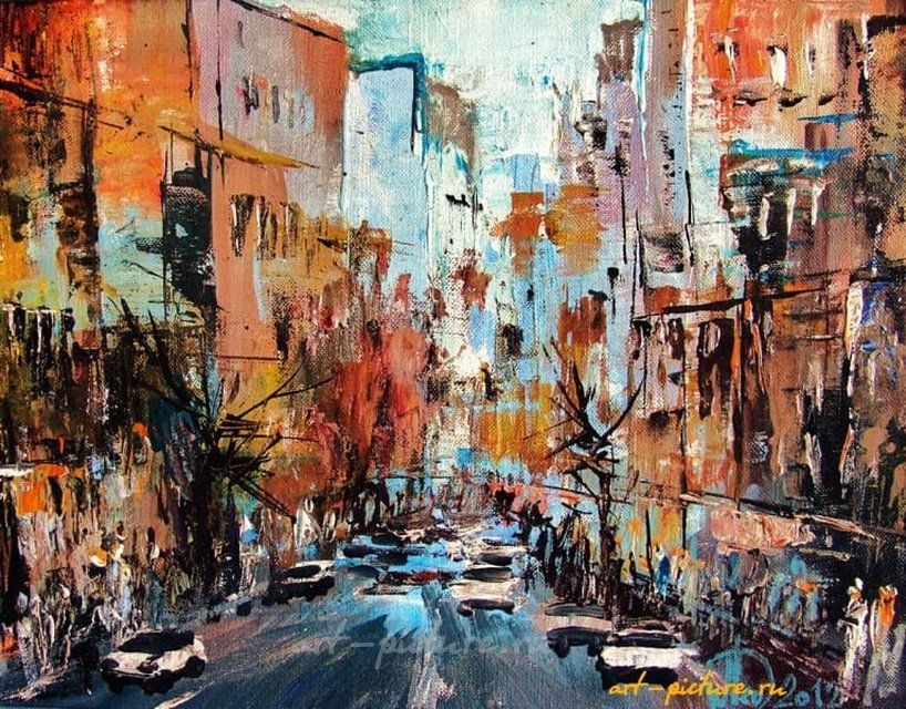 Осень в городе акрил,холст