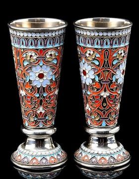 Серебряная стопка с эмалью Лиза Латышева