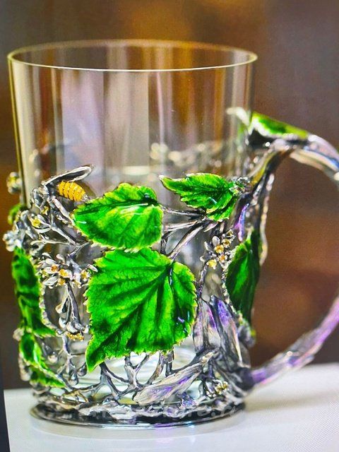 Подстаканник ВАЛЕРИЯ ГОЛОВАНОВА. Подстаканник Липовый цвет с ложкой.