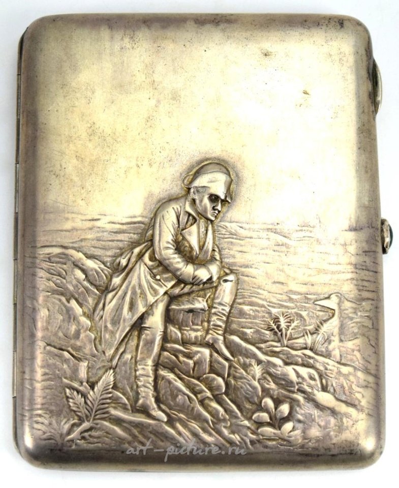 Russian silver , 19th C. Antique Russian Imperial Niello Sterling Silver Cigarette Case