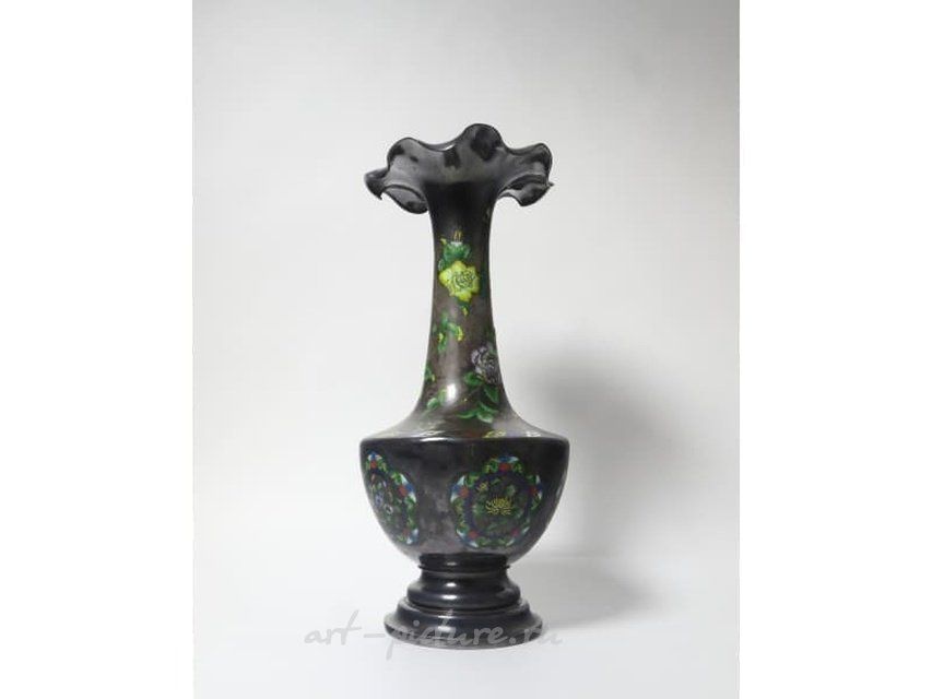 Китайская Ваза. Серебро, горячая эмаль (техника Даши). Китай, Пекин (северный), XIX век