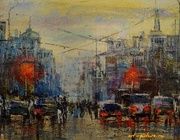 Красный свет масло,холст