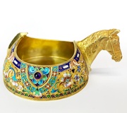 Russian .84 silver samovar with enamel and gilt decoration