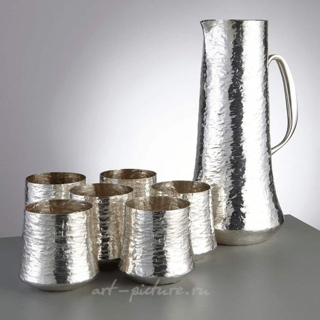 Tapio Wirkkala  Серебряный дизайнерский кувшин и 6 стаканов