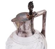 Антикварная русская серебряная и резная стеклянная молочная кувшинка