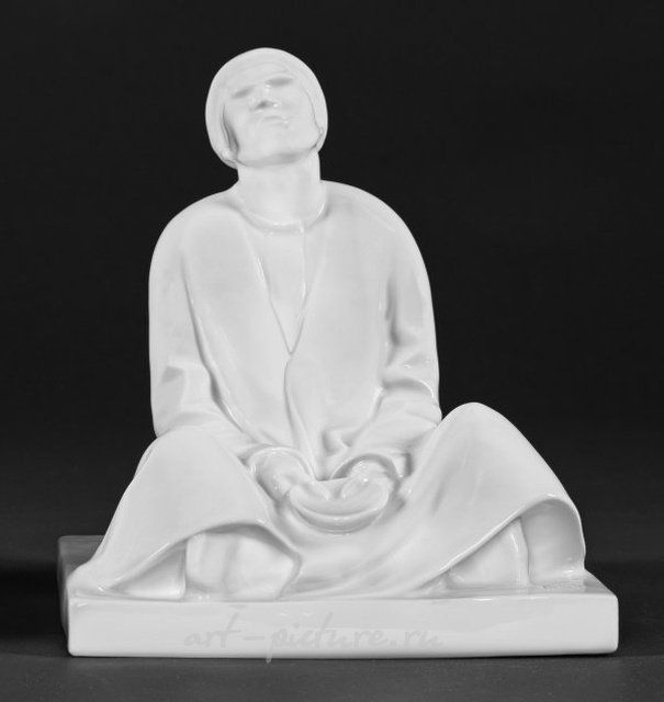 Слепой нищий: фигура из слоновой кости в стиле югендштиль.