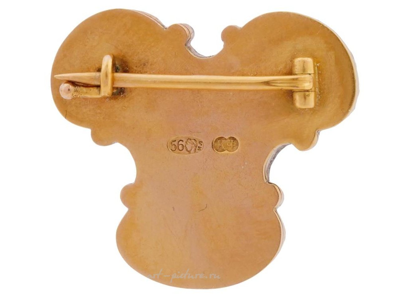 Русское серебро , Золотая эмаль и бриллиантовая брошь русского производства Фаберже в оригинальной коробке