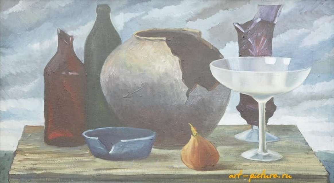 破碎器皿静物，油画，画布