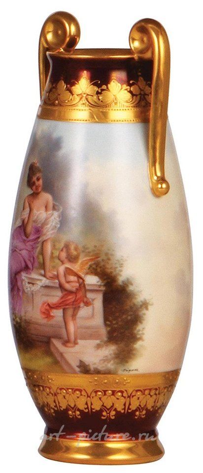 Royal Vienna , Ваза "Ройаль Вена" с ручной росписью и подписью художника Вагнера