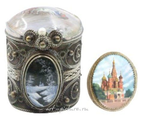 Русское серебро, Винтажные русские лаковые шкатулки Федоскино