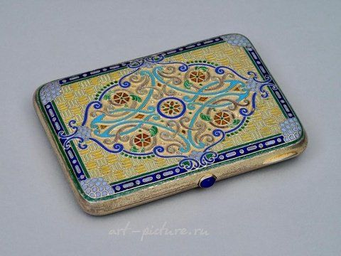 Русское серебро, Высококачественный русский серебряный позолоченный сигаретный футляр