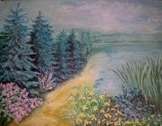 Берег акварель, бумага 