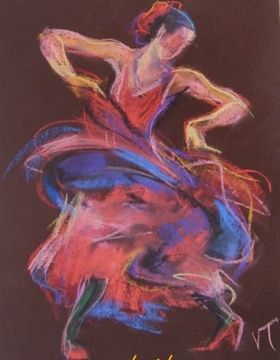 buy The translation of the text "Испанский танец пастель, бумага" into English is: "Spanish dance pastel, paper."