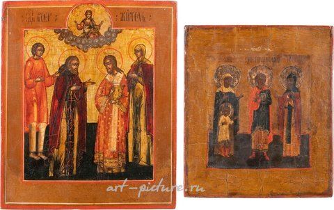 Русское серебро, Две иконы, изображающие выбранных святых. Россия, 18-19 век.