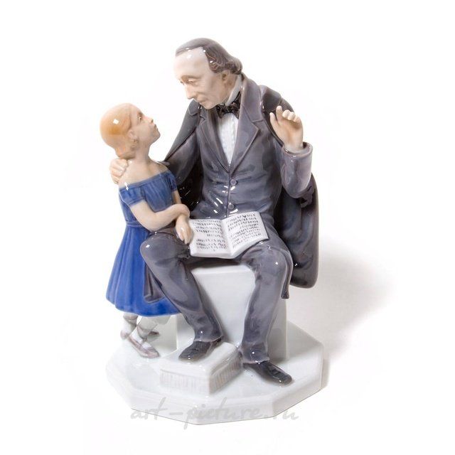 Писатель Ганс Христиан Андерсен с девочкой. Дания, г. Копенгаген, Bing & Grondahl