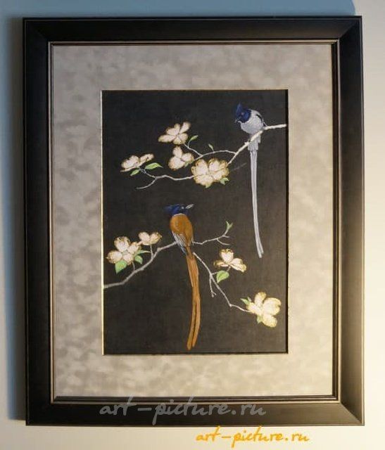 серия Райские птицы. оргалит, акрил, золотая поталь