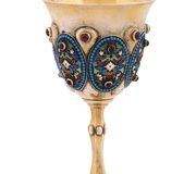 Большая русская серебряная эмалированная кидушная чаша