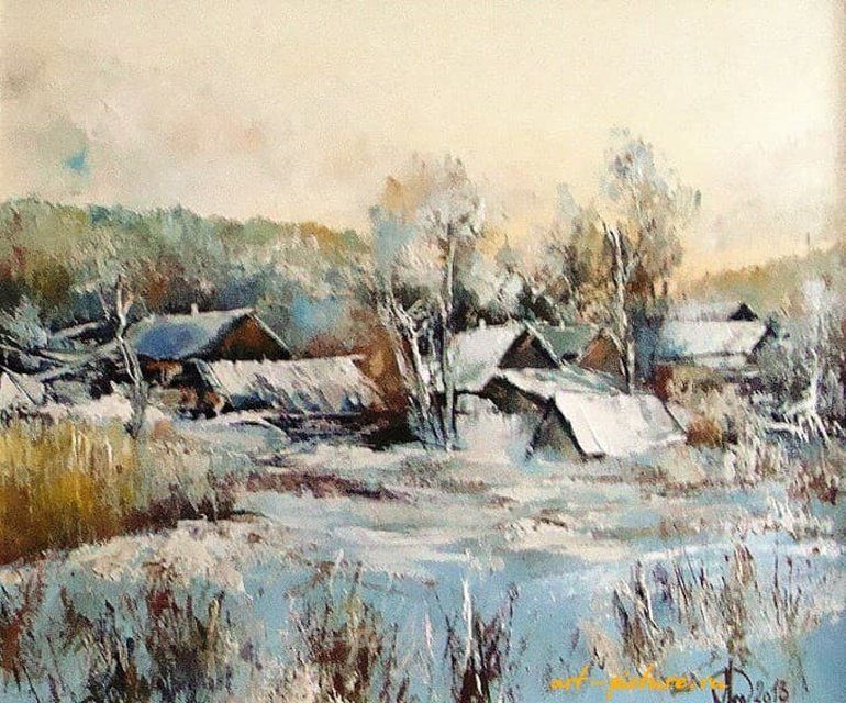 Сельский пейзаж масло,холст