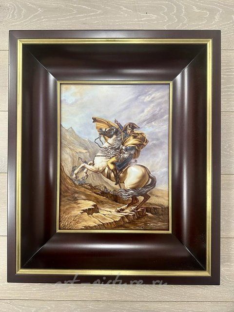 Фарфоровый пласт с живописной миниатюрой «Бонапарт на перевале Сен-Бернар»