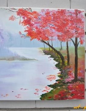 购买 红色树木 油画