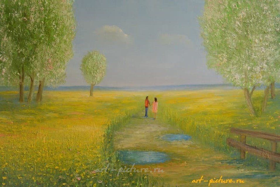 Весна  романтика  грезы масло холст 