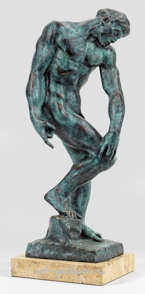 "La Création de l'Homme" ("Сотворение человека"). Оригинальное название: Бронза, патинированная в серо-зеленых тонах.