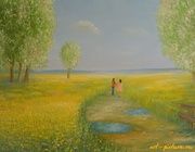 Весна  романтика  грезы масло холст 