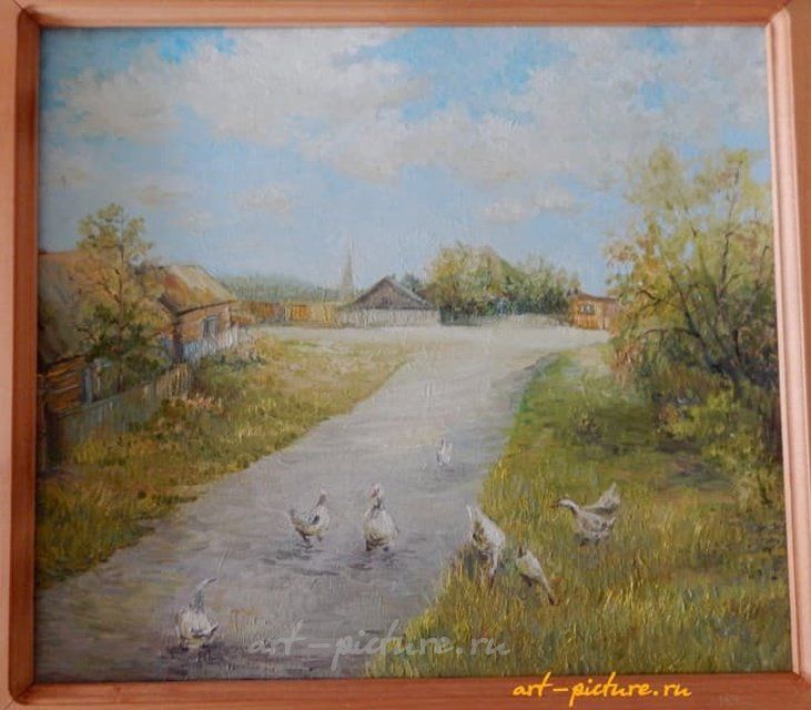 温暖的日子 油画，纸板上的画布