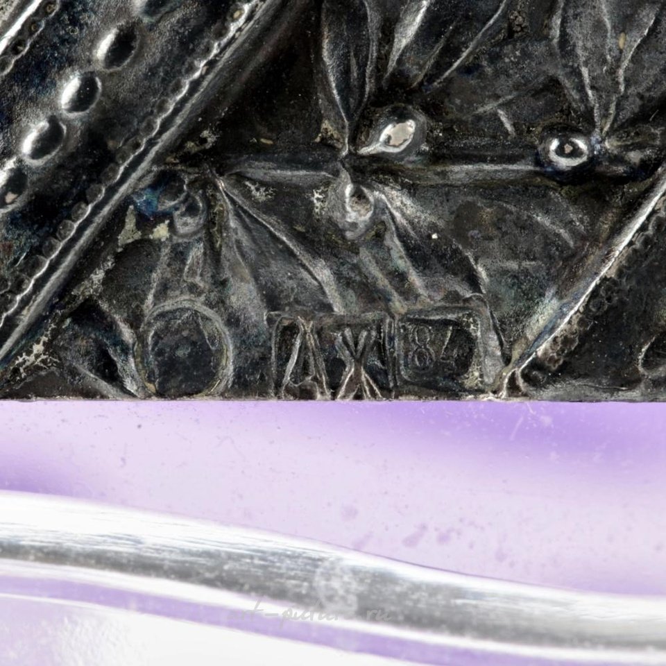 Русское серебро , Ваза "Вьюнок" с серебряным ободком, проба 84. Стекло.