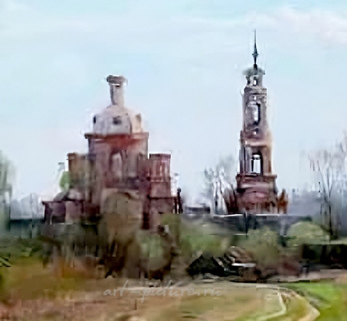 Рус. 布面油画。70 x 30 厘米。